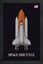 JUNIQE - Poster met houten lijst NASA space shuttle raket -13x18