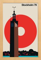 JUNIQE - Poster in houten lijst Vintage Stockholm 79 -20x30 /Bruin &