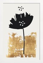 JUNIQE - Poster met houten lijst Black Poppy -13x18 /Zwart