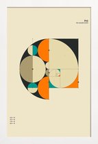 JUNIQE - Poster met houten lijst Phi -13x18 /Ivoor & Oranje