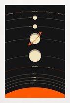 JUNIQE - Poster in houten lijst Solar System black -20x30 /Ivoor &