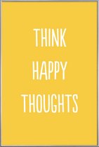 JUNIQE - Poster met kunststof lijst Happy Thoughts -40x60 /Geel