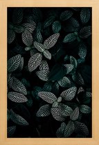 JUNIQE - Poster in houten lijst Dark Leaves 3 -40x60 /Groen & Zwart