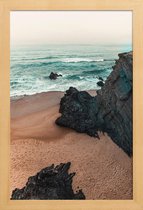 JUNIQE - Poster in houten lijst Antlantic Ocean Coast -40x60 /Bruin