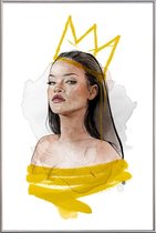 JUNIQE - Poster met kunststof lijst Rihanna -13x18 /Geel & Wit