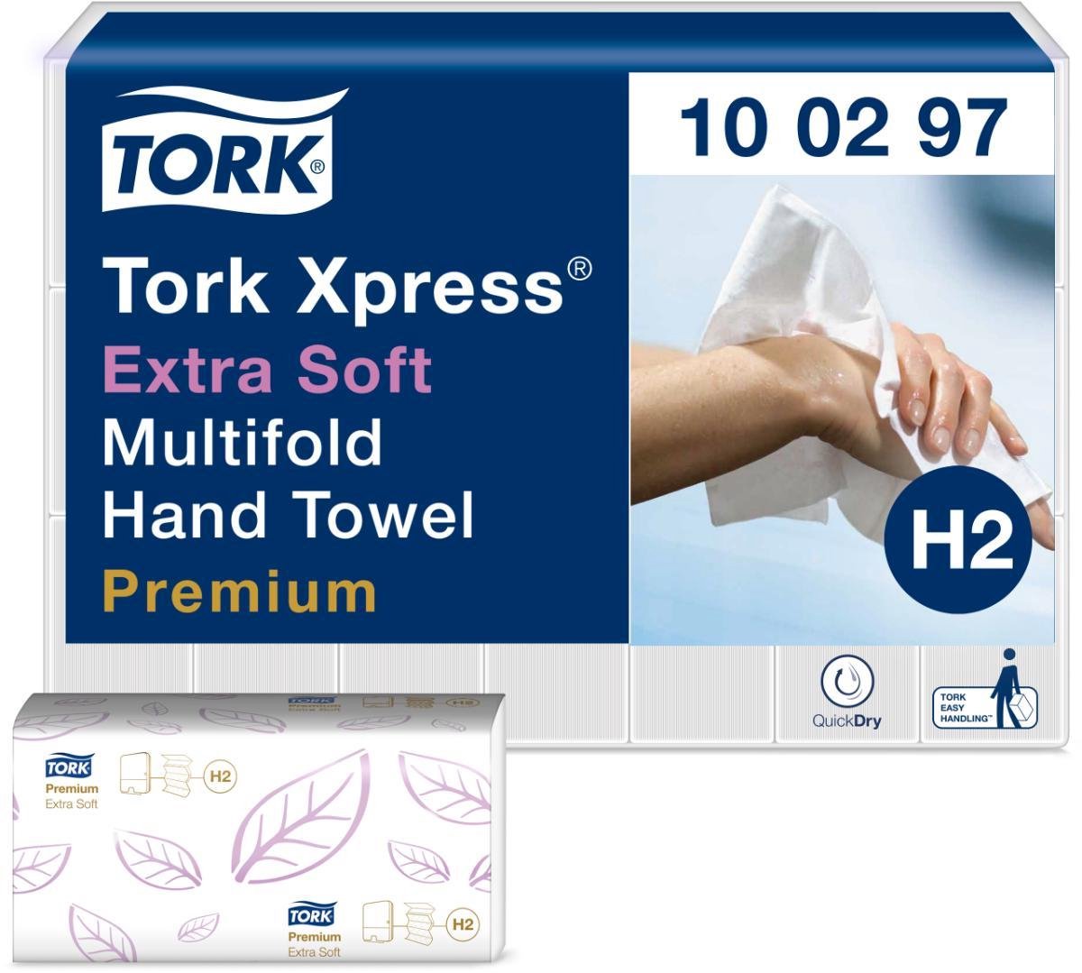 Goedkoopste Tork Xpress Multifold papieren handdoeken Premium H2, extra zacht, 2-laags wit (100297