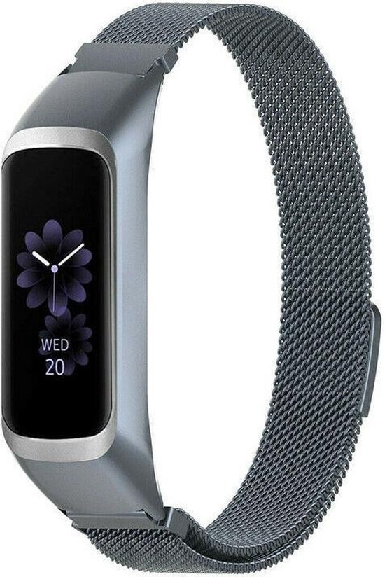 Milanees Smartwatch bandje - Geschikt voor Samsung Galaxy Fit 2 Milanese band - space grey - Strap-it Horlogeband / Polsband / Armband