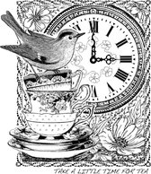 Tea at Three Unmounted Rubber Stamp (CI-389)