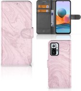 GSM Hoesje Xiaomi Redmi Note 10 Pro Flip Case Marble Pink