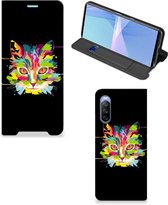 Smartphone Hoesje Sony Xperia 10 III Wallet Case Leuke Verjaardagscadeaus Cat Color
