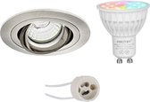 Mi-Light MiBoxer - LED Spot Set GU10 - Smart LED - Wifi LED - Slimme LED - 4W - RGB+CCT - Aanpasbare Kleur - Dimbaar - Pragmi Alpin Pro - Inbouw Rond - Mat Nikkel - Kantelbaar - Ø92mm - BES L