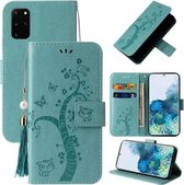 Voor Samsung Galaxy S20+ Reliëf Lucky Tree Horizontale Flip Lederen Case met Houder & Kaartsleuf & Portemonnee & Lanyard (Groen)