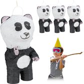Relaxdays 4 x piñata panda - decoratie - verjaardag - zelf vullen - feestversiering