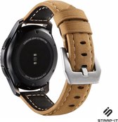 Leer Smartwatch bandje - Geschikt voor  Samsung Galaxy Watch kalfsleren band 41mm / 42mm - beige - Strap-it Horlogeband / Polsband / Armband