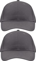 10x stuks 6-panel baseball caps antraciet grijs