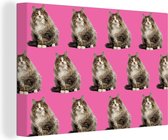 Tableau sur toile Animaux - Motifs - Rose - 180x120 cm - Décoration murale XXL