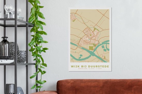 Peintures sur toile - Carte - Wijk bij Duurstede - Vintage - 60x90 cm - Décoration murale