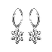 Zilveren oorbellen | Oorring met hanger | Zilveren oorringen met hanger, ijskristal
