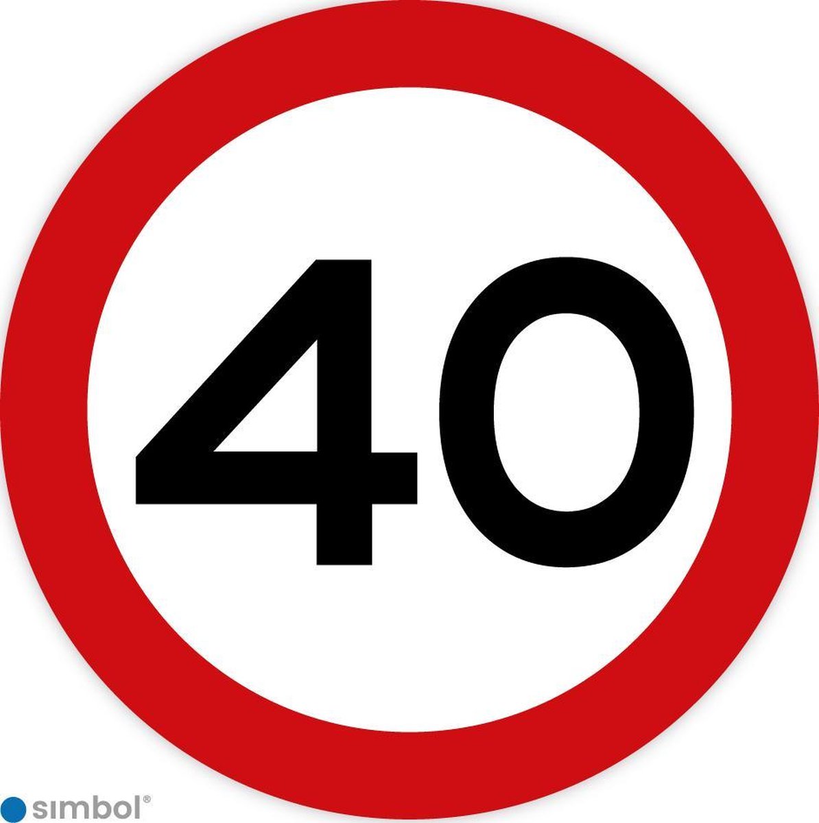 Simbol - Stickers 40 km - Maximaal 40 km/u - Duurzame Kwaliteit - Formaat ø 30 cm.
