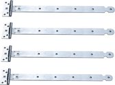 GeZu-Impex 4 stuks Kruishengen,T scharnieren, Poortscharnieren, Enkel blad lengte 500mm, Electrolytisch verzinkt staal