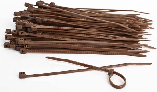 Kabelbinders 4,8 x 300 mm bruin - zak 100 stuks - Tiewraps - Binders