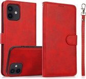 Kalf Textuur 2 in 1 Afneembare Magnetische Achterkant Horizontale Flip Leren Hoes Met Houder & Kaartsleuven & Portemonnee & Fotolijst Voor iPhone 12 mini (Rood)