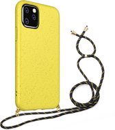 Hoesje Met Koord voor Apple iPhone 12 Mini - TPU Case - Siliconen Back Cover - Geel