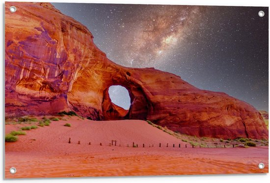 Tuinposter – Gat in Monument Valley, Arizona - 90x60cm Foto op Tuinposter  (wanddecoratie voor buiten en binnen)