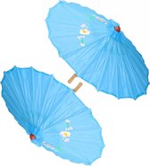 2x stuks chinese paraplu/parasol lichtblauw 50 cm - Decoratie Chinees thema