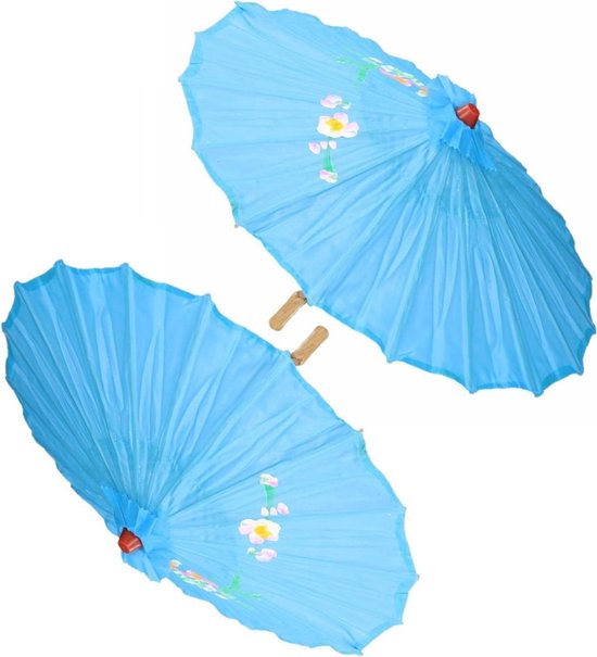 2x Parapluie/parasol chinois bleu clair 50 cm - Décoration thème chinois |  bol.com