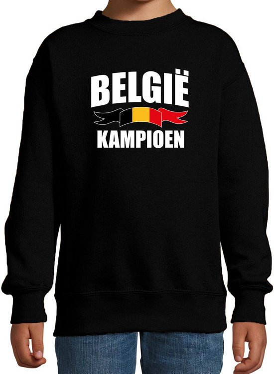 Belgie kampioen supporter sweater zwart EK/ WK voor kinderen - EK/ WK trui / outfit