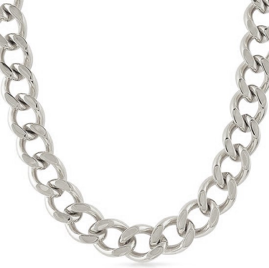Gerecycled zilveren schakelketting popcorn voor dames | -NL