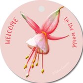 Tallies Cards - kadokaartjes  - bloemenkaartjes - Welcome to the world pink - Flowerpower - set van 5 kaarten - geboortekaart - geboorte - baby - in verwachting - 100% Duurzaam