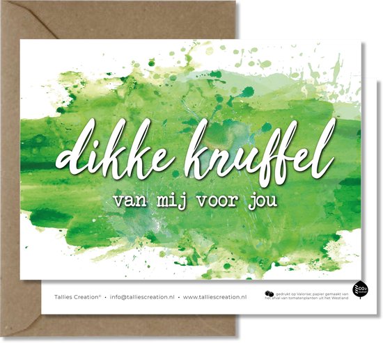 Tallies Cards - greeting  - wenskaarten - Dikke knuffel - Aquarel  - Set van 4 ansichtkaarten - beterschap - ziekte - Inclusief kraft envelop - 100% Duurzaam