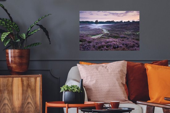 Sticker Muursticker Paysages de lande - Mist in heide - 60x40 cm - film autocollant - sticker mural repositionnable