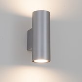 Lampenwelt - LED wandlamp - 2 lichts - metaal - H: 16.5 cm - GU10 - geborsteld zilver - Inclusief lichtbronnen