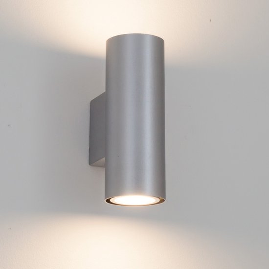 Lindby - wandlamp - 2 lichts - metaal - H: 16.5 cm - GU10 - geborsteld zilver