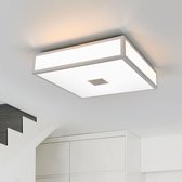 Lindby - Plafondlamp badkamer - 2 lichts - acryl, metaal - H: 8 cm - E27 - opaalwit, chroom