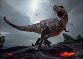 Dinosaurus T-Rex screamer volcano - Foto op Posterpapier - 70 x 50 cm (B2)