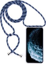 Apple iPhone 11 Pro Max Hoesje - Mobigear - Lanyard Serie - TPU Hoesje met koord - Transparant / Blauw - Hoesje Geschikt Voor Apple iPhone 11 Pro Max