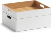 Zeller Present Houten opbergbox stapelbaar  - Wit - Stapelbaar