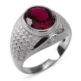 Heren Ring Zilver Mitchell rood medium