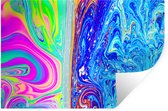 Sticker Muursticker Art psychédélique - Art psychédélique coloré avec séparation - 90x60 cm - film adhésif autocollant - sticker mural repositionnable