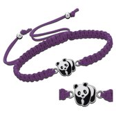 Armband meisje | Katoenen armband, zilveren panda