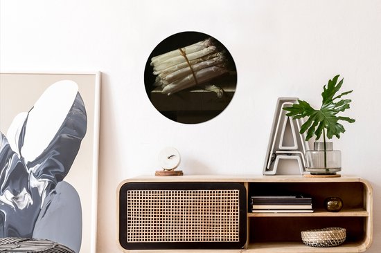 Nature morte aux asperges - peinture d'Adriaen Coorte en découpe carrée. Feuille de plastique de cercle mural