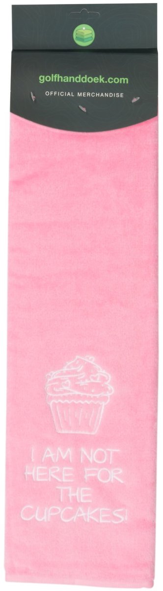 Nova Golf 'I Am Not Here For The Cupcakes' Golfhanddoek - Roze Wit