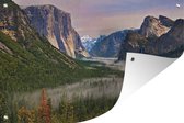 Tuindecoratie De schemering bij het Nationaal park Yosemite - 60x40 cm - Tuinposter - Tuindoek - Buitenposter