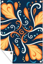 Muurdecoratie Veren - Stippen - Oranje - 120x180 cm - Tuinposter - Tuindoek - Buitenposter