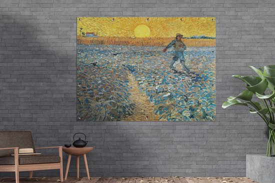 Affiche de jardin Vincent van Gogh 2 - Le semeur - Peinture de Vincent van Gogh affiche de jardin toile en vrac 160x120 cm - Toile de jardin / Toile d'extérieur / Peintures d'extérieur (décoration de jardin) XXL / Groot format!