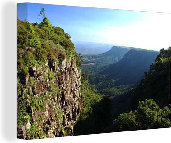 Canvas schilderij 180x120 cm - Wanddecoratie Panorama op het Laagveld bij de Blyde rivier in Zuid-Afrika - Muurdecoratie woonkamer - Slaapkamer decoratie - Kamer accessoires - Schilderijen